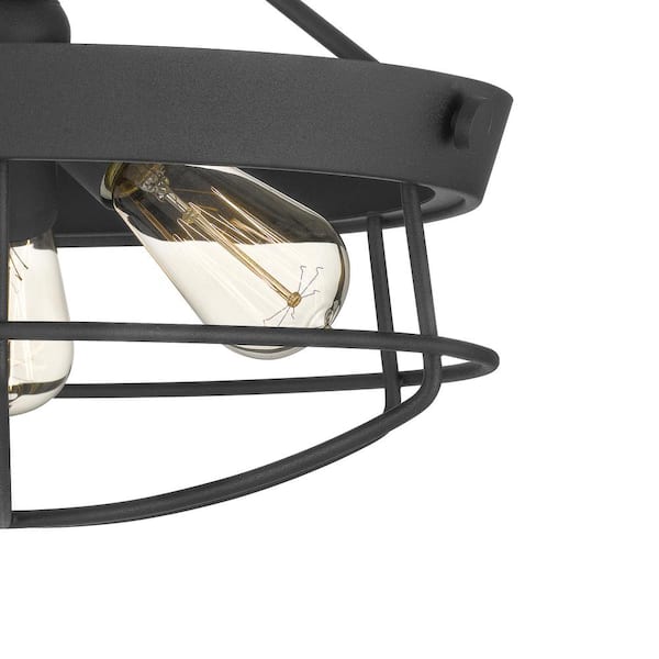 Southbourne 15.5 in. 3-Light Matte Black Rustic Farmhouse Semi-Flush Mount