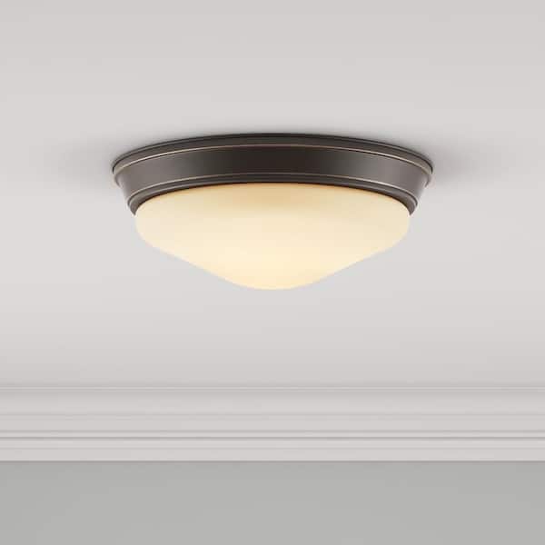 11 in. 1-Light Antique Bronze Integrated LED Flush Mount