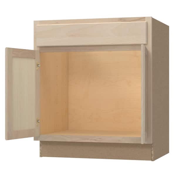 36 in. W x 24 in. D x 34.5 in. H Assembled Sink Base Kitchen Cabinet in Unfinished with Recessed Panel