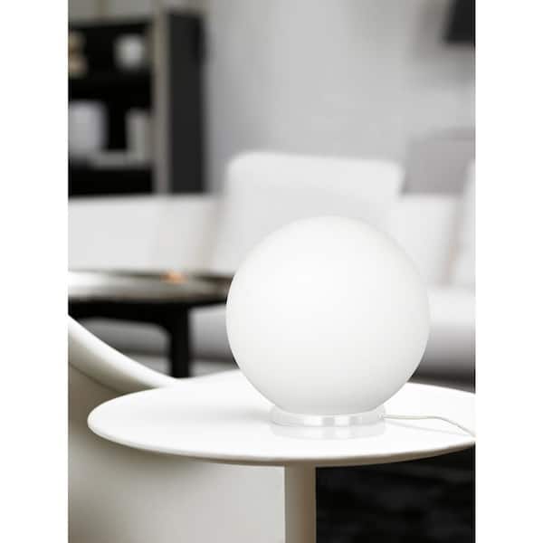 Rondo 7.88 in. W x 8.25 in. H White Table Lamp with Frosted Opal Glass Shade