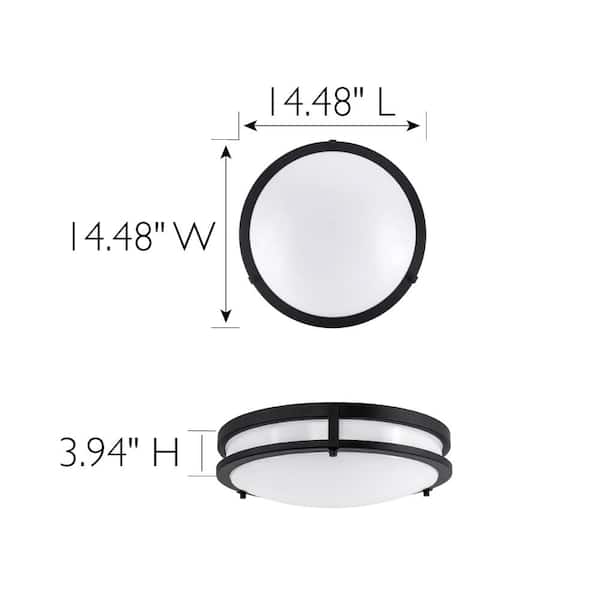 Ripon 14.8 in. W Matte Black Integrated LED Dimmable Flush Mount Ceiling Light