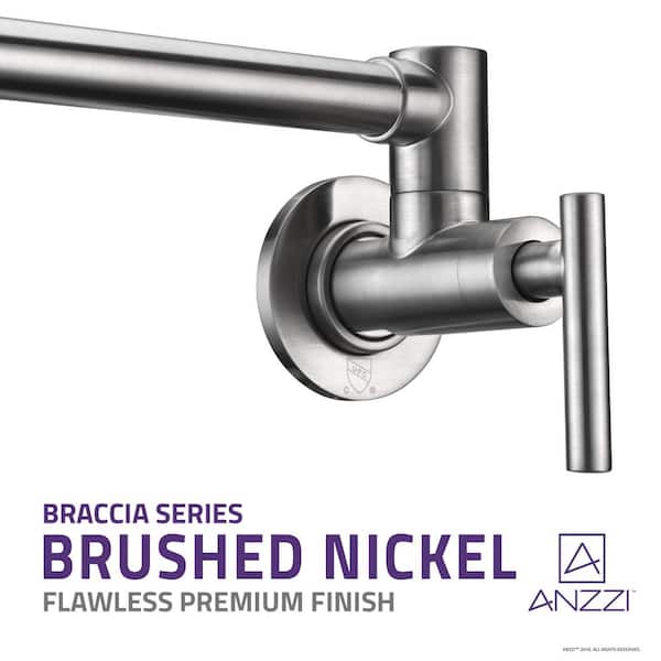 Braccia Series 24 in. Wall Mounted Pot Filler in Brushed Nickel