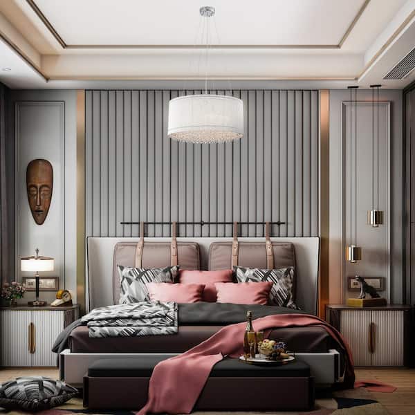 Pamina 22 in. 5-Light Chrome Glam Drum Shade Chandelier