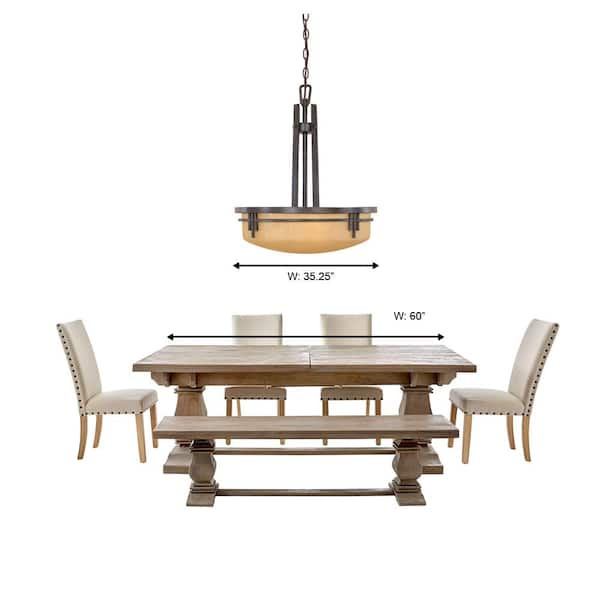 Mission Ridge 100-Watt 3-Light Warm Mahogany Pendant with Goldenrod Glass Shade