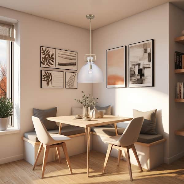 1-Light Gold Oversized Pendant Light Fixture with Clear Glass Shade