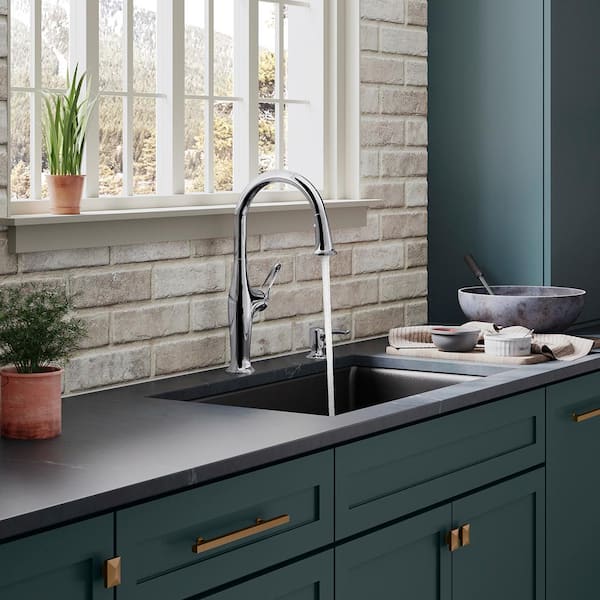 Hamelin Single Handle Pull Down Sprayer Kitchen Faucet in Polished Chrome