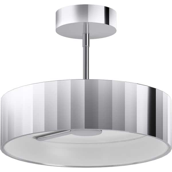 Simpalo 14.3125 in. Matte Black LED Semi-Flush Mount