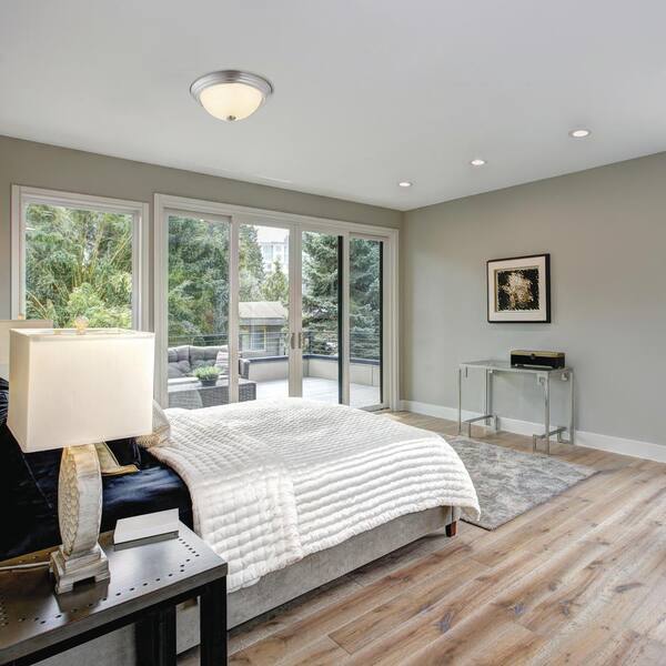 Travis 20-Watt Satin Nickel Integrated LED Flush Mount (2-Pack)