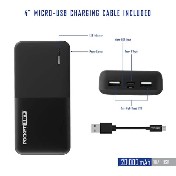 20,000 mAh Slim Pro Pocket Juice Portable Power Bank