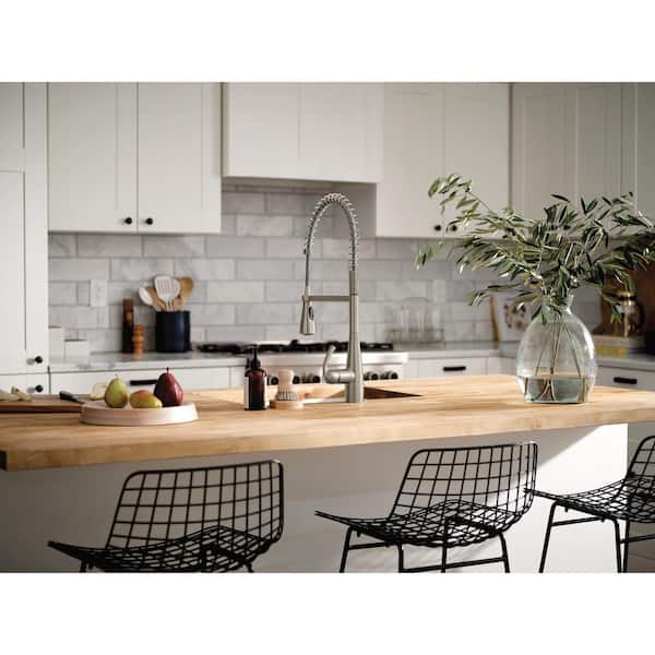 Essie Single-Handle Pre-Rinse Spring Pulldown Sprayer Kitchen Faucet with Power Clean in Spot Resist Stainless