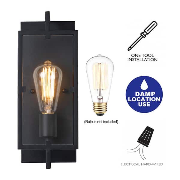 5 in. Matte Black Sconce with Clear Tempered Glass Shade