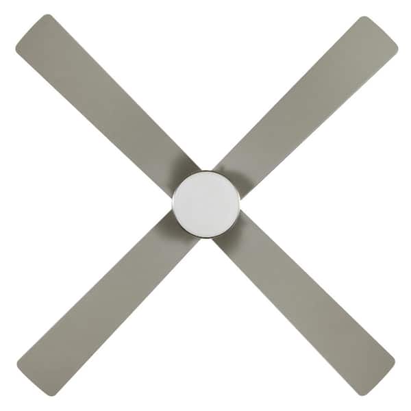 Scenic 52 in. Integrated LED Indoor Brushed Nickel Hugger Ceiling Fan with Reversible Motor & Reversible Blades Included