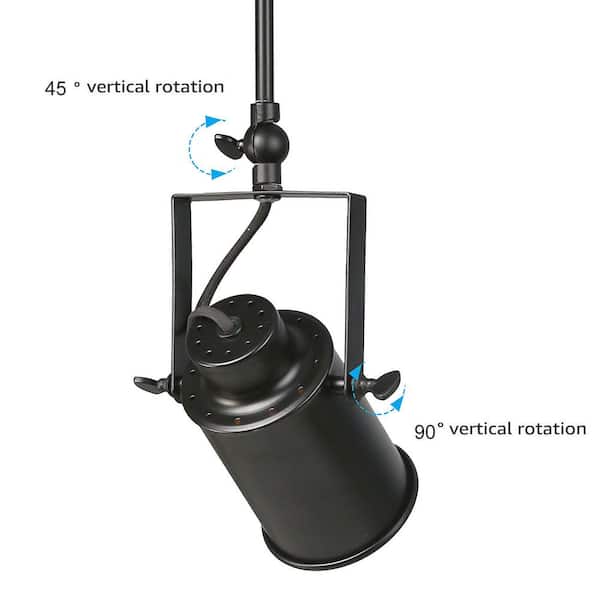 Modern Industrial Black Fixed Track Lighting Kit 4-Light Linear Task Light with Rotatable Cylinder Heads, LED Compatible