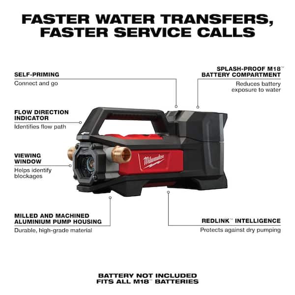 M18 18-Volt 1/4 hp. Lithium-Ion Cordless Transfer Pump with M18 18-Volt 5.0 Ah Lithium-Ion XC Battery Pack