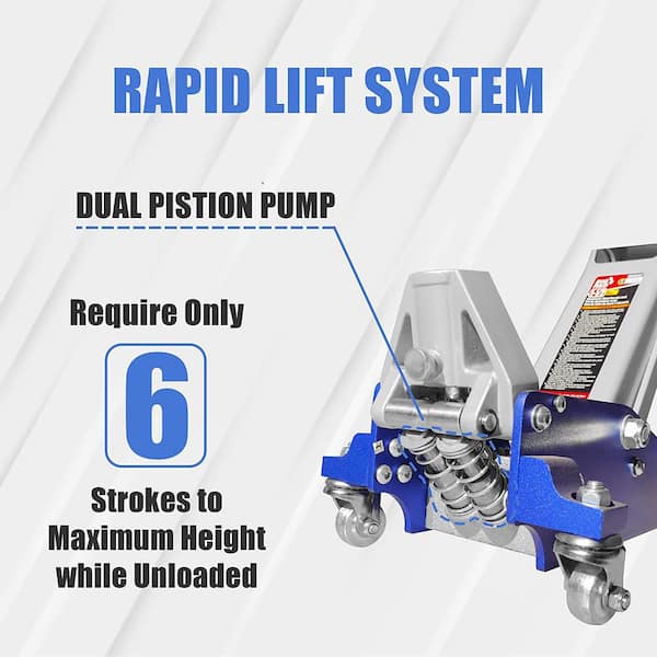 1.5-Ton Low-Profile Aluminum and Steel Floor Jack with Dual Piston Speedy Lift