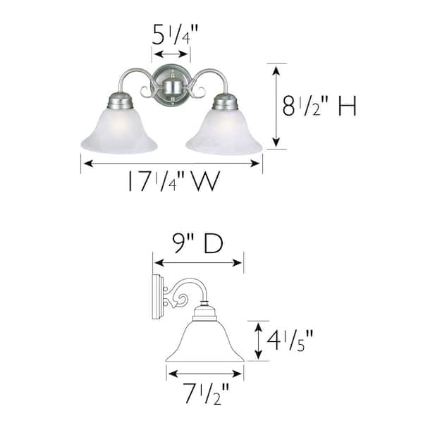 Millbridge 2-Light Satin Nickel Sconce with Alabaster Glass Shade