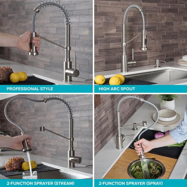 Bolden Single-Handle Pull-Down Sprayer Kitchen Faucet with Dual Function Sprayhead in Spot Free Antique Champagne Bronze