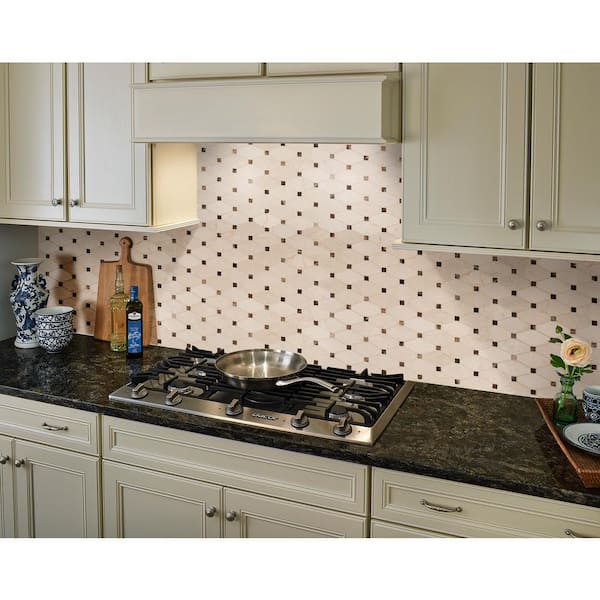Valencia Blend Elongated Octagon 12.25 in. x 15 in. Polished Marble Look Floor and Wall Tile (11 sq. ft./Case)
