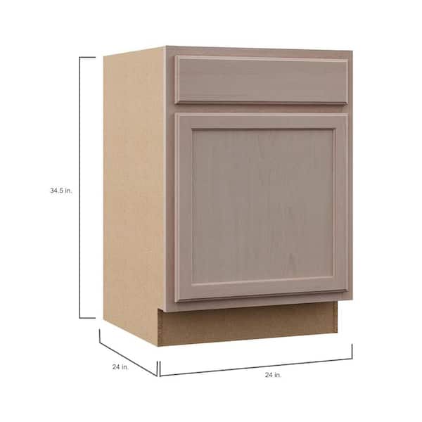 24 in. W x 24 in. D x 34.5 in. H Assembled Base Kitchen Cabinet in Unfinished with Recessed Panel