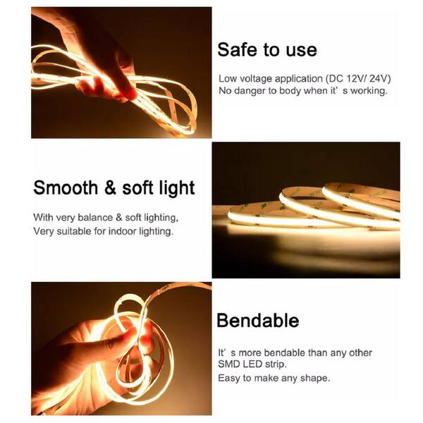 9.8 ft. Hardwired/Plug-in LED Light Dimmable, Cuttable 3000k Warm Light Integrated LED Strip Light