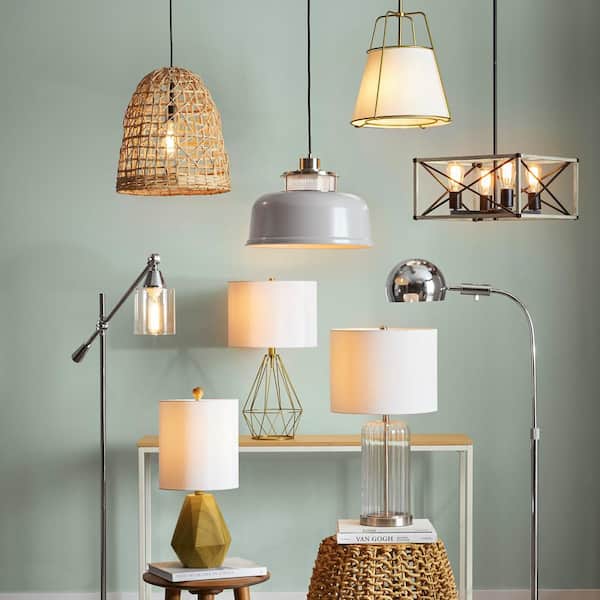 Madison Landing 4-Light Caged Matte Black Rectangular Pendant Hanging Light with Washed White Farmhouse Wood Accents