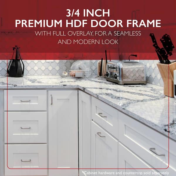 Brookings Plywood Ready to Assemble Shaker 15x34.5x24 in. 3-Drawer Base Kitchen Cabinet in White