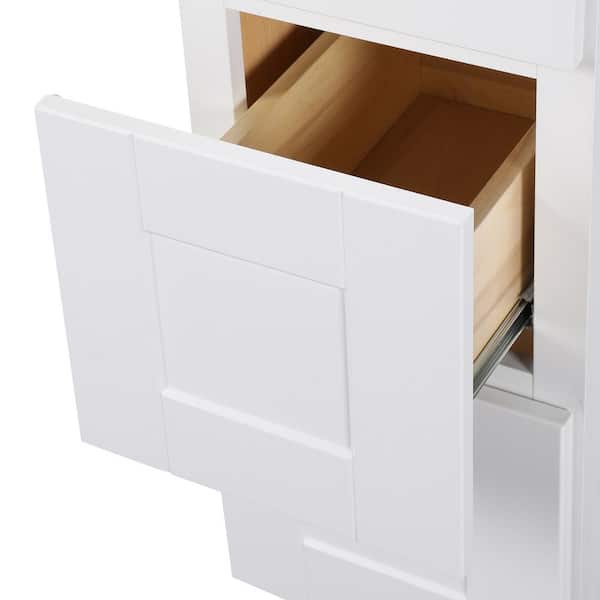 Shaker 24 in. W x 24 in. D x 34.5 in. H Assembled Drawer Base Kitchen Cabinet in Satin White with Ball-Bearing Glides