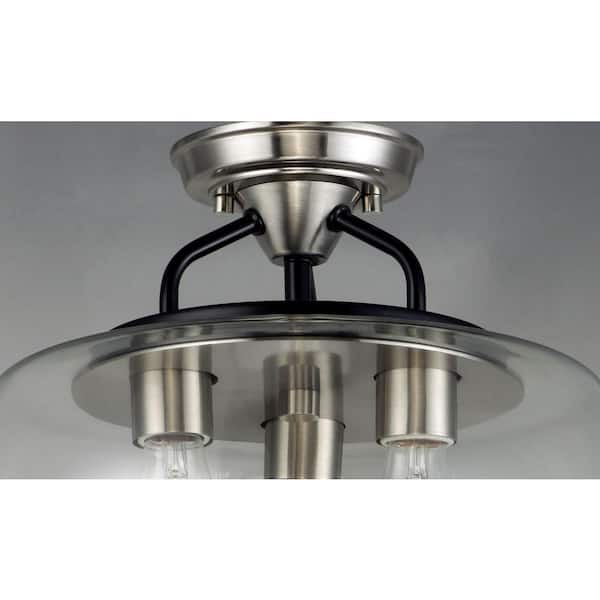Bongo 3-Light Satin Nickel Semi-Flushmount