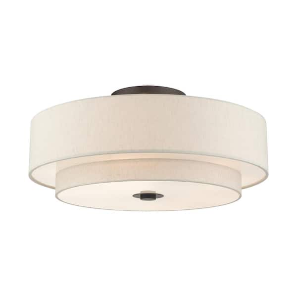 Meridian 6 Light English Bronze Semi Flush Mount
