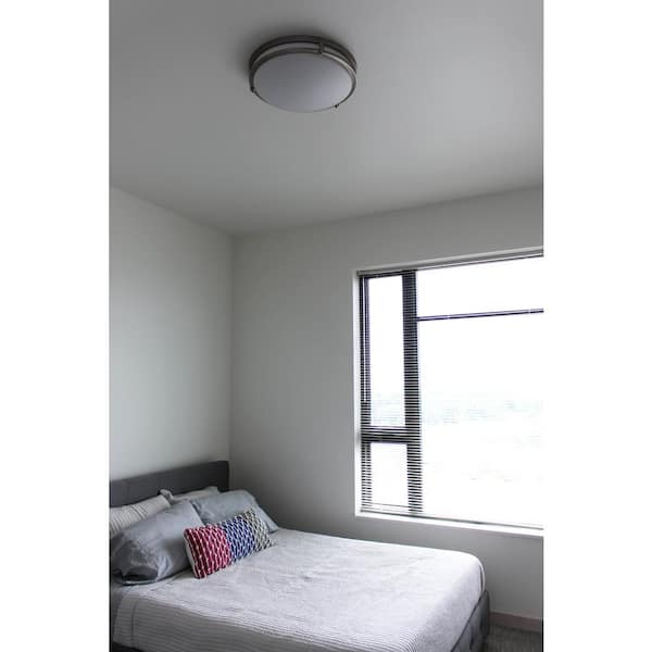 Ripon 14-1/2 in. Satin Nickel Integrated LED Ceiling Flush Mount Light