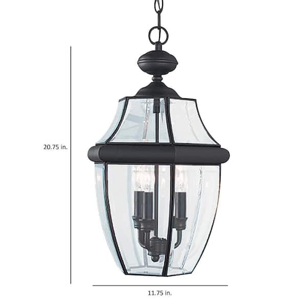 Lancaster 3-Light Traditional Black Outdoor Large Hanging Pendant