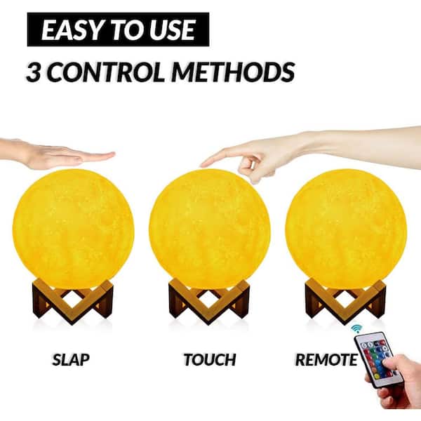 5.9 in. Tall 0.7-Watt Maximum LED Night Light 3D Star Moon Lamp, Remote and Touch Control USB Rechargeable
