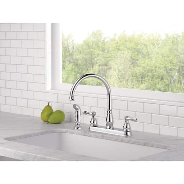 Windemere 2-Handle Standard Kitchen Faucet with Side Sprayer in Chrome
