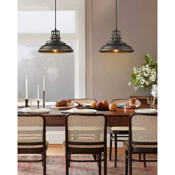 1-Light Farmhouse Vintage Oil Rubbed Bronze Finish Barn Pendant Light with Metal Shade