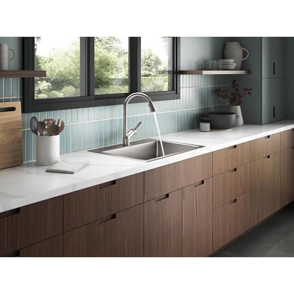 Cursiva Stainless Steel 27 in. Single Bowl Top-Mount/Undermount Kitchen Sink