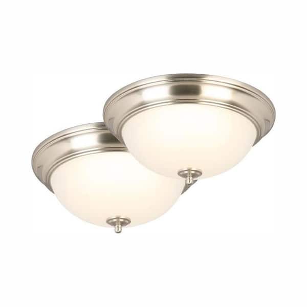 13 in. Brushed Nickel LED Flush Mount (2-Pack)