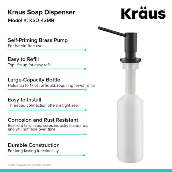 Kitchen Soap and Lotion Dispenser in Matte Black