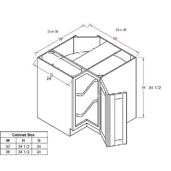 Lancaster Shaker Assembled 36 in. x 34.5 in. x 24 in. Base Lazy Susan Cabinet in Stone Wash