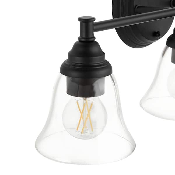 Marsden 23.5 in. 3-Light Matte Black Transitional Vanity with Clear Glass Shades