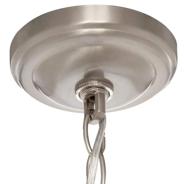 5-Light Brushed Nickel Chandelier with Frosted Glass Shades