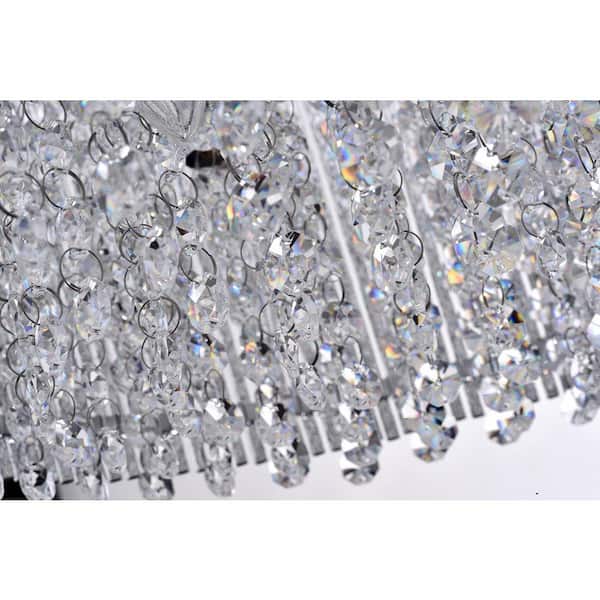 Pamina 4-Light Chrome Glam Chandelier with Drum Shade and Hanging Crystals