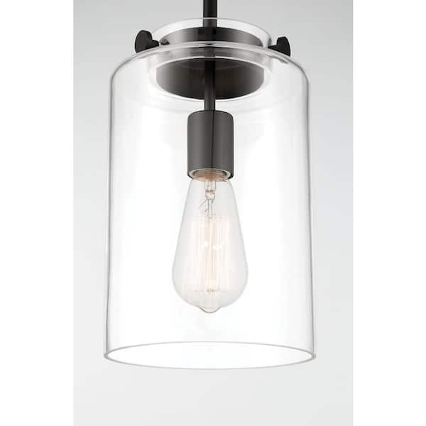 Mullins 6.75 in. 1-Light Coal Mini Pendant Hanging Light, Kitchen Pendant Lighting