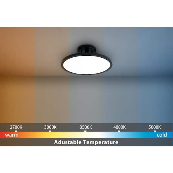 13 in. Matte Black Mini Pendant with Adjustable CCT Integrated LED with White Plastic Shade