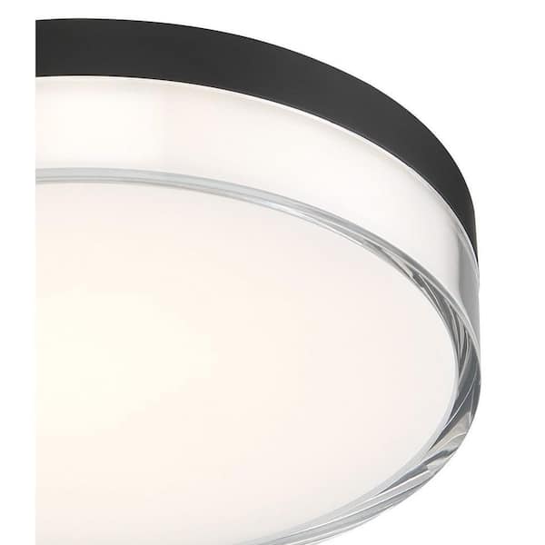 Vantage 7 in. 1-Light Black LED Flush Mount with Acrylic Shade
