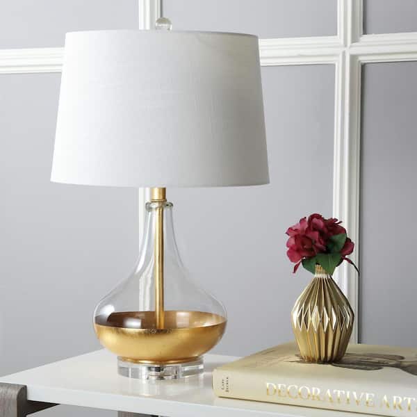 West 24.5 in. H Gold Leaf Glass Table Lamp