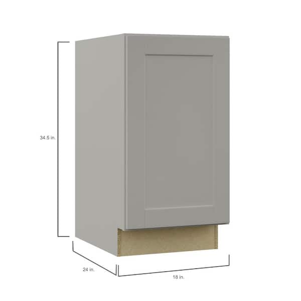 Shaker 18 in. W x 24 in. D x 34.5 in. H Assembled Pull-Out Waste Bin Base Kitchen Cabinet in Dove Gray