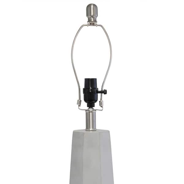 30.5 in. White Concrete Pillar Table Lamp with White Fabric Shade