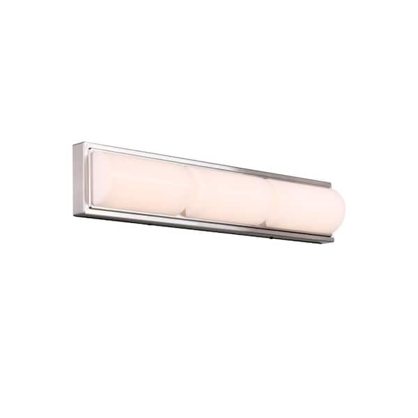 Bingham 24.02 in. 1-Light Brushed Nickel Integrated LED Bathroom Vanity Light Bar with Frosted Acrylic Shade