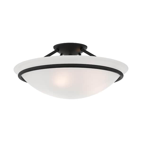 Walcott 3-Light Ceiling Black Incandescent Semi-Flush Mount