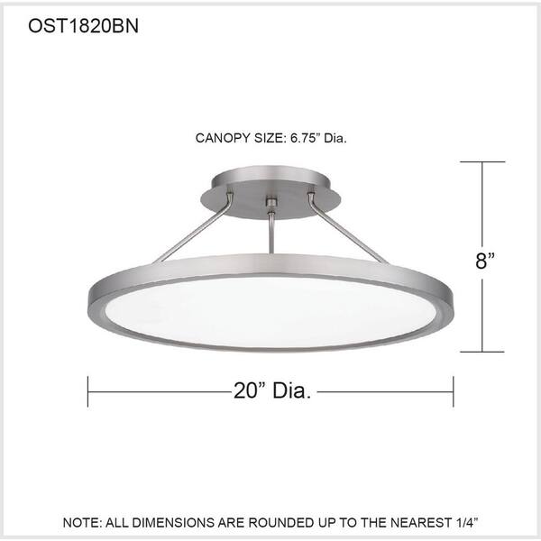 Outskirts 20 in. Brushed Nickel LED Semi-Flush Mount